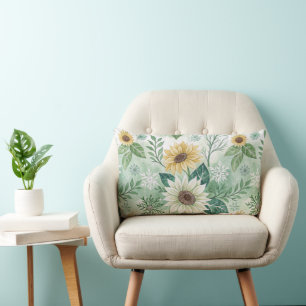 Modern Sunflowers Winter pattern Lumbar Cushion