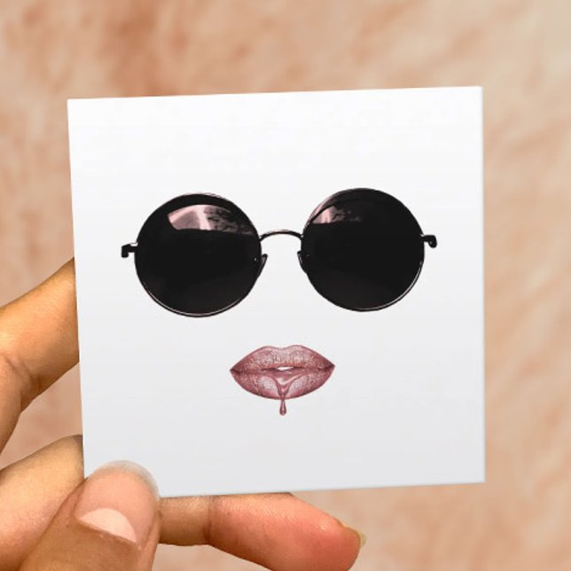 Modern Sunglasses & Rose Gold Lips Makeup Artist Square Business Card (Creator Uploaded)