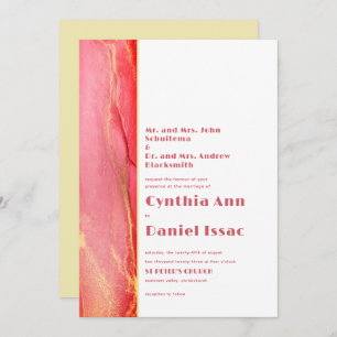 Modern Sunny Pink Yellow Wedding Invitation