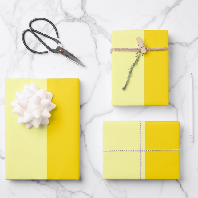 Modern Sunny Yellow Stripe Colour block Wrapping Paper Sheet (Front)