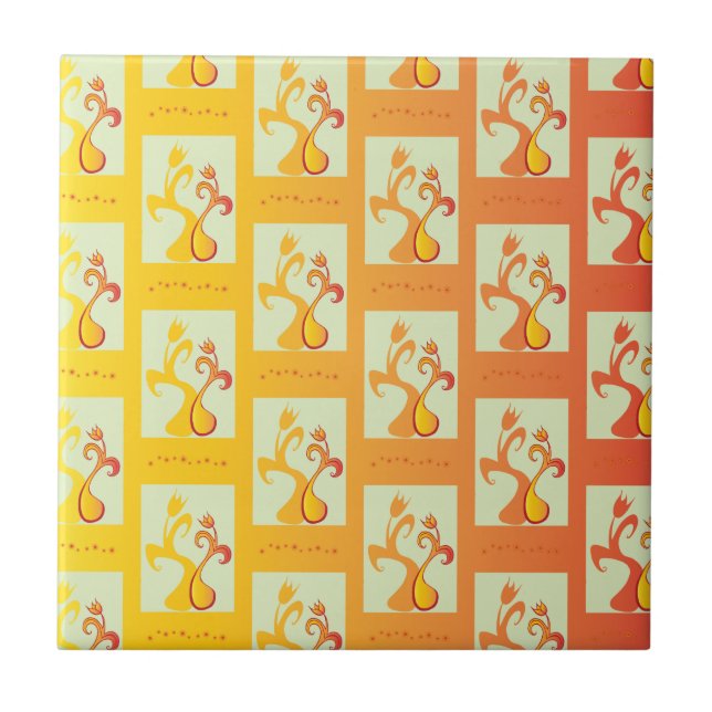 Modern Sunny yellow Tulip Couple illustration Ceramic Tile (Front)