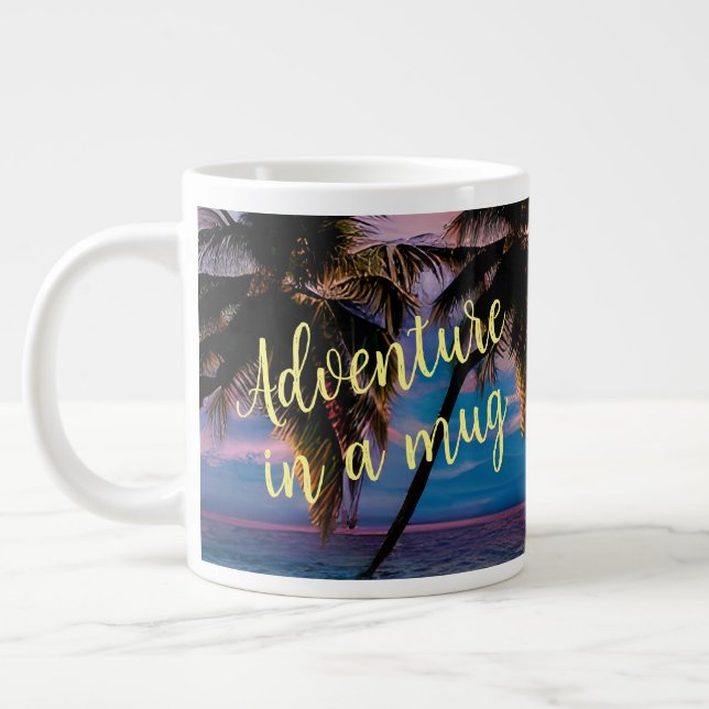 Modern Sunset beach custom adventure coffee mug (Left)