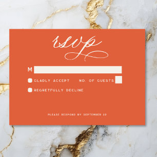 Modern Sunset Orange Minimal Wedding RSVP Card