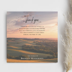 Modern Sunset Sympathy Thank You Memorial Card