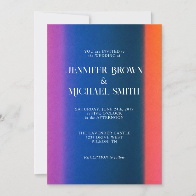 Modern Sunset Vivid Gradient Wedding Invitation (Front)