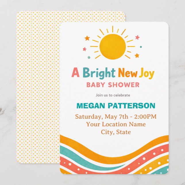Modern Sunshine Baby Shower Invitation (Front/Back)