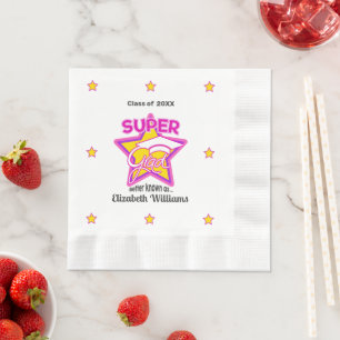 Modern Super Grad Pink - Personalise Name and Year Napkin