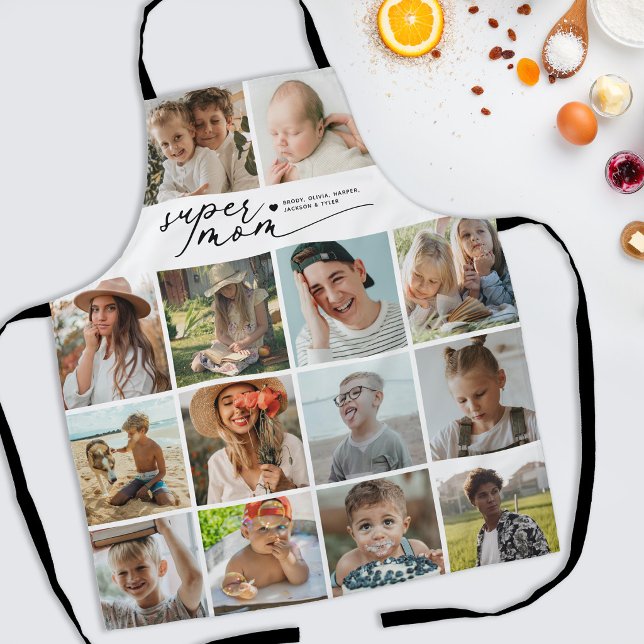 Modern Super Mum 10 Photo Collage Apron (Creator Uploaded)