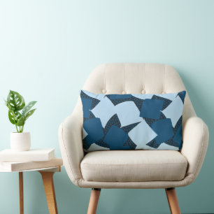 Modern Support: Abstract Geometric Midnight Jungle Lumbar Cushion