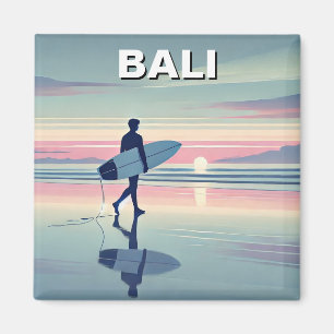 Modern Surfer Sunset Bali Indonesia Magnet