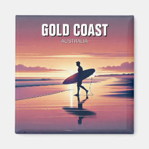 Modern Surfer Sunset Gold Coast Australia Magnet