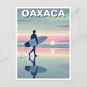 Modern Surfer Sunset Oaxaca Mexico Postcard