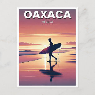 Modern Surfer Sunset Oaxaca Mexico Postcard