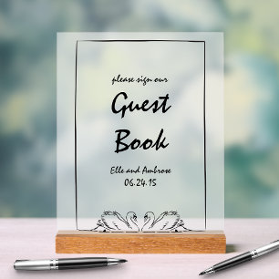 Modern Swan Chic Please Sign Our Guest Book Sign