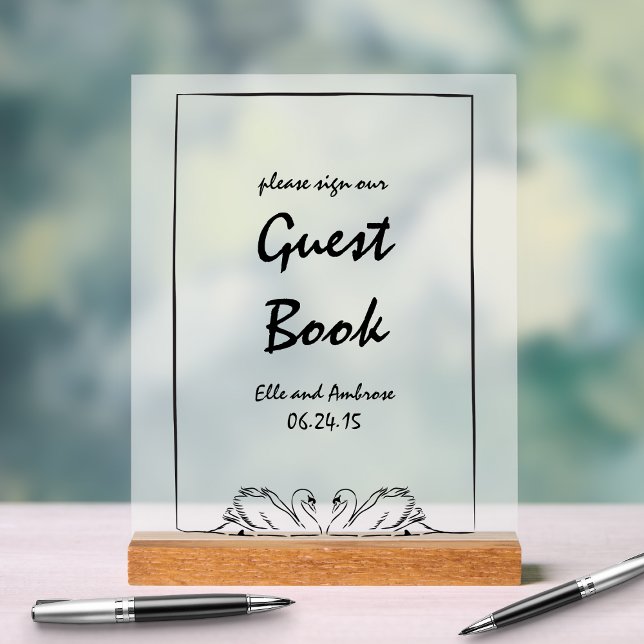 Modern Swan Chic Please Sign Our Guest Book Sign (Creator Uploaded)