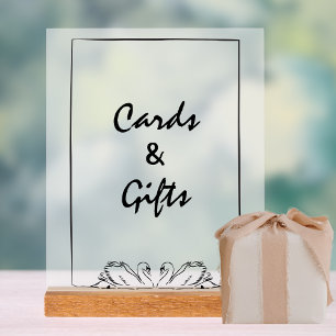 Modern Swan Chic Timeless Cards and Gifts Wedding  Acrylic Sign