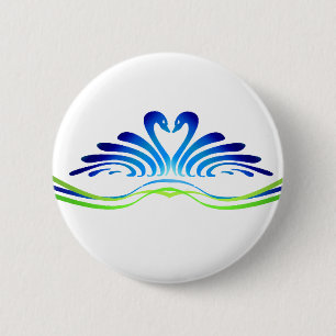 MODERN SWANS & HEART by SHARON SHARPE 6 Cm Round Badge