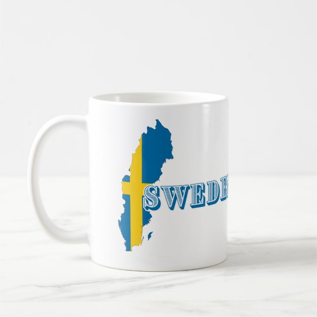 Modern sweden swedish Art Letter map Flag Souvenir Coffee Mug (Left)
