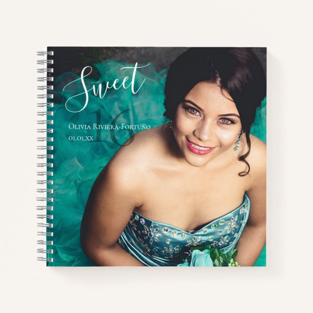 Modern Sweet 16 Birthday Party Photo Guest Book (Front)