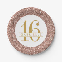 Modern Sweet 16 Birthday Rose Gold Pink Glitter