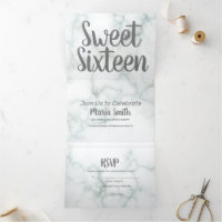 Modern Sweet 16 Marble and Grey