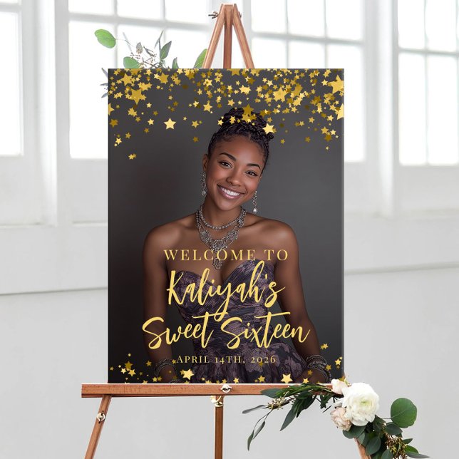 Modern sweet 16 party photo welcome poster (Creator Uploaded)