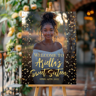 Modern sweet 16 party photo welcome sign