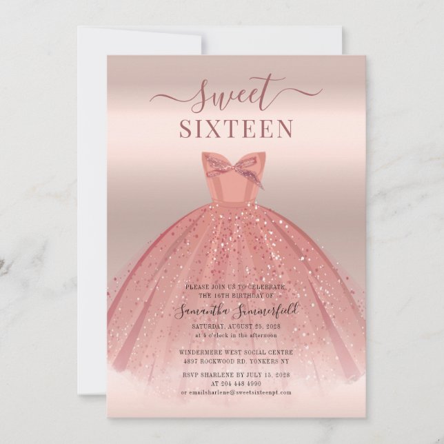 Modern Sweet 16 Script Birthday Invitation (Front)