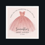 Modern Sweet 16 Script Dress Birthday Custom Paper Napkin<br><div class="desc">Featuring a pretty blush pink dress with modern script,  this birthday paper napkin is perfect for party. Easily replace the party details by clicking the "Personalise" button.</div>