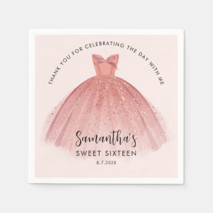 Modern Sweet 16 Script Dress Birthday Custom Paper Napkin