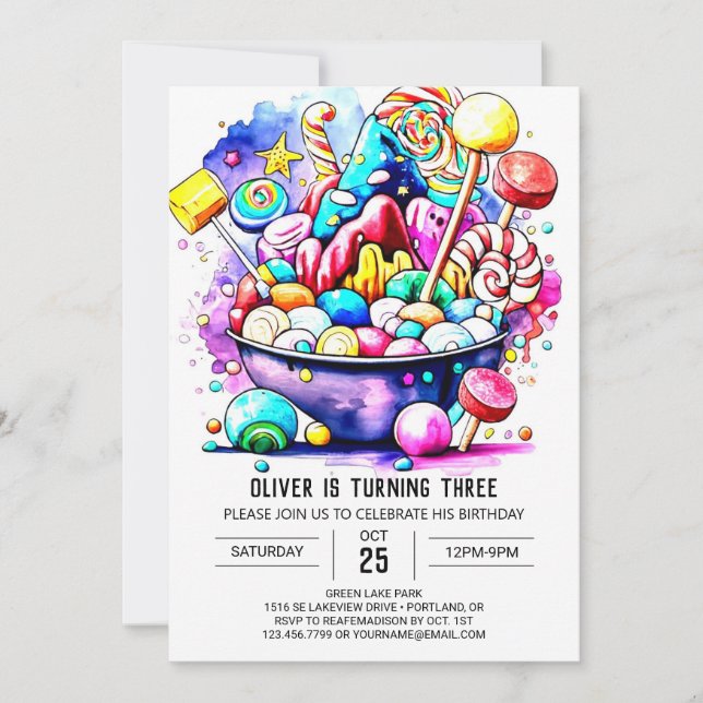Modern Sweet Chocolate Birthday Invitation (Front)