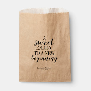 Modern Sweet Ending to a New Beginning Wedding Favour Bag