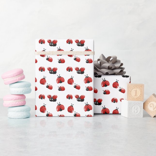 Modern sweet ladybugs wrapping paper (Baby Shower)