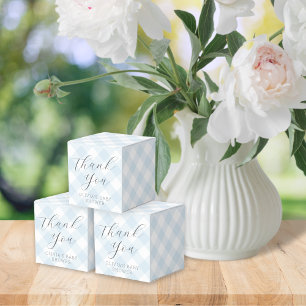 Modern + Sweet Light Blue Gingham Baby Shower Favour Box
