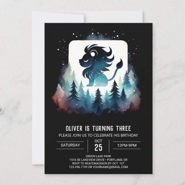 Modern Sweet Lion Birthday Invitation (Front)