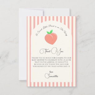 Modern Sweet Little Peach Baby Shower Thank You Card