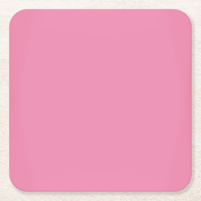 Modern Sweet Pink Customisable Square Paper Coaster (Front)