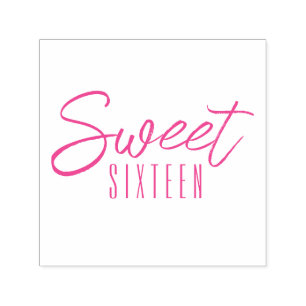 Modern Sweet Sixteen hot pink girls 16th Self-inking Stamp