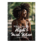 Modern sweet sixteen welcome sign with photo
