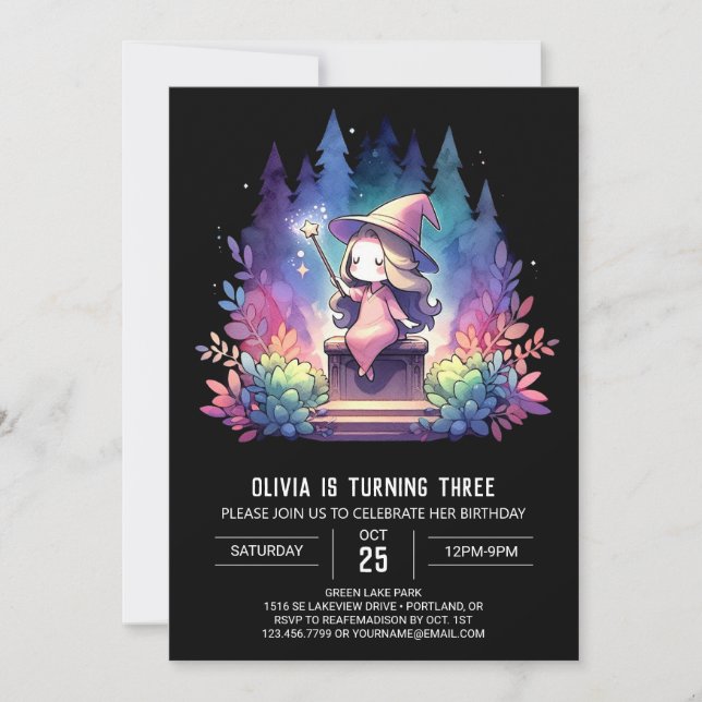 Modern Sweet Wizard Birthday Invitation (Front)