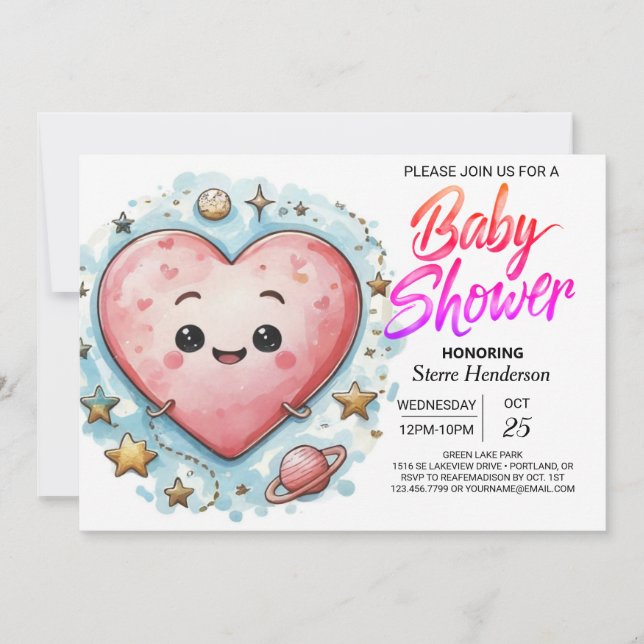 Modern Sweetheart Pink Hearts Baby Shower Invitation (Front)