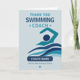 Modern Swimming Team Coach Thank You Card