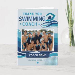 Modern Swimming Team Photo Coach Thank You Card