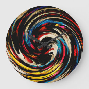 Modern Swirl Abstract Art Large Clock