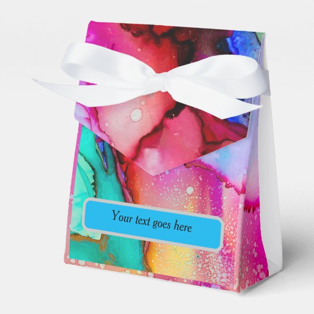Modern swirl art favour box - personalisable (Front Side)