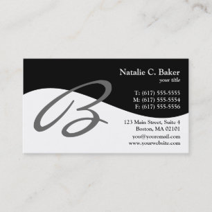 Modern Swirl B Monogram Business Cards