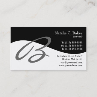 Modern Swirl B Monogram Business Cards
