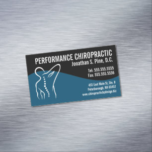 Modern Swirl Back Spine Logo Chiropractic  Magnetic Business Card