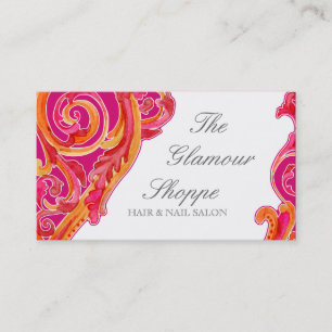 Modern Swirl Flourish Business Card Tangerine Pink