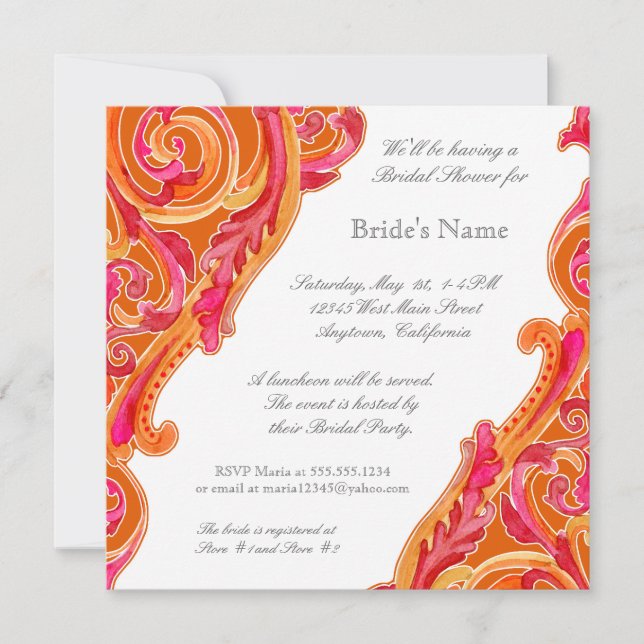 Modern Swirl Flourish Heart Bridal Shower Invite (Front)